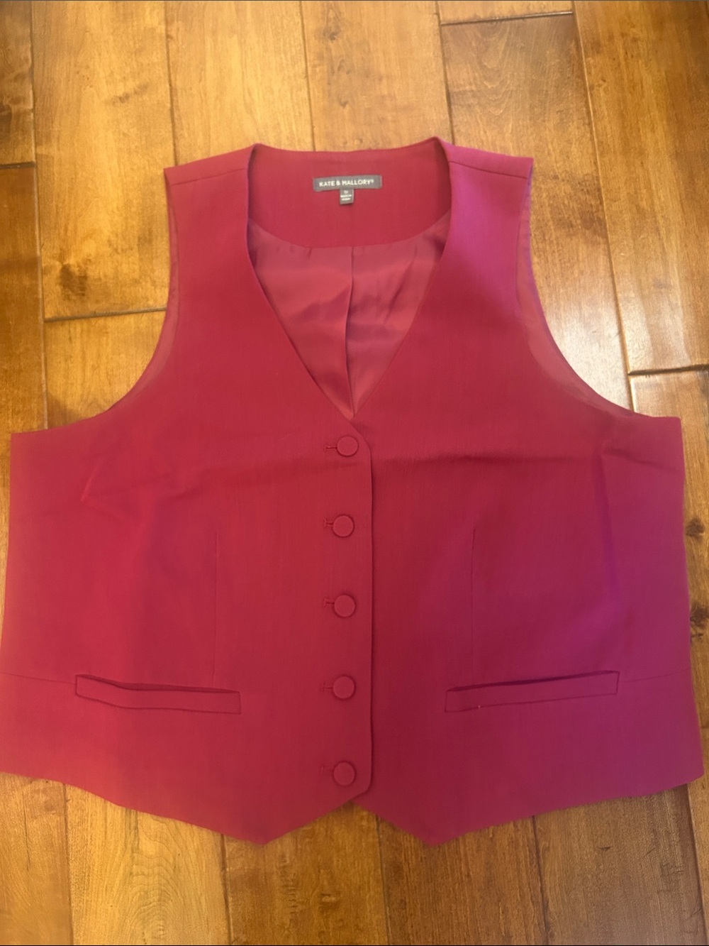 Kate & Mallory Raspberry Button-Front Tailored Vest
